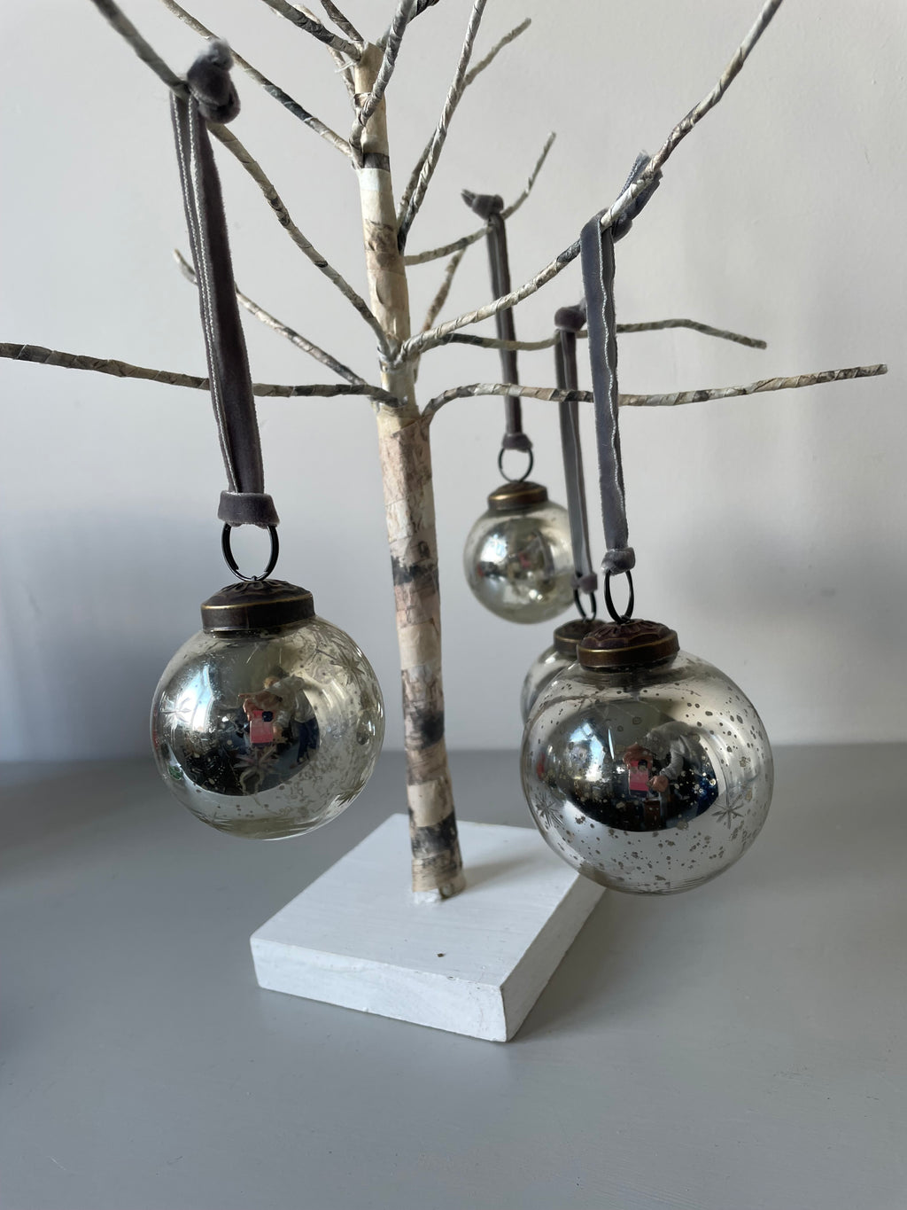 Vintage Glass Tree Ornaments Etched Stars