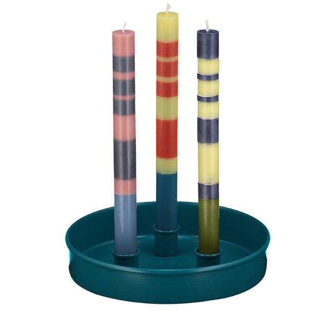 Metal Candle Platter Small- Petrol