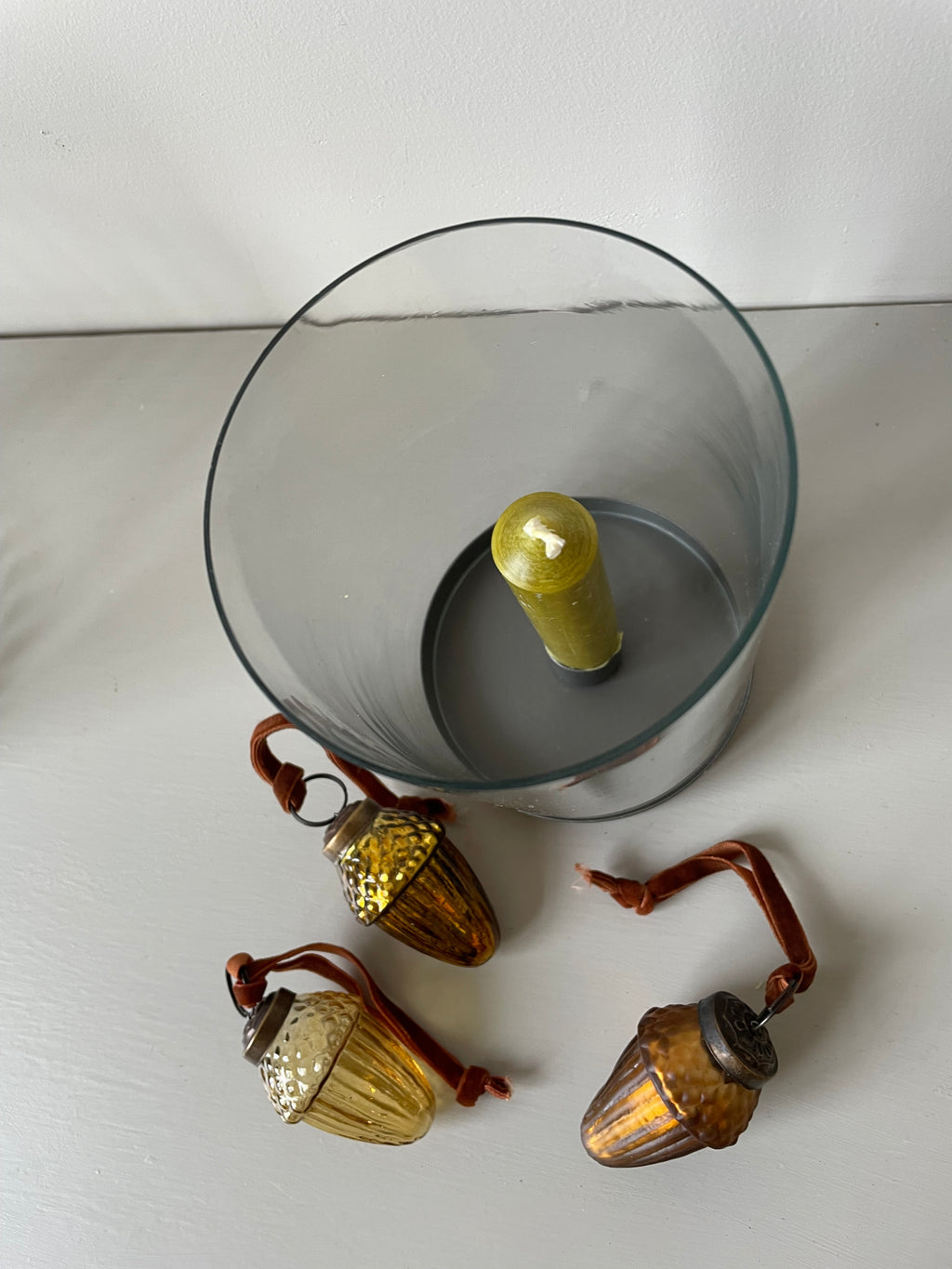 Glass Acorn Tree Decorations Mix of 3