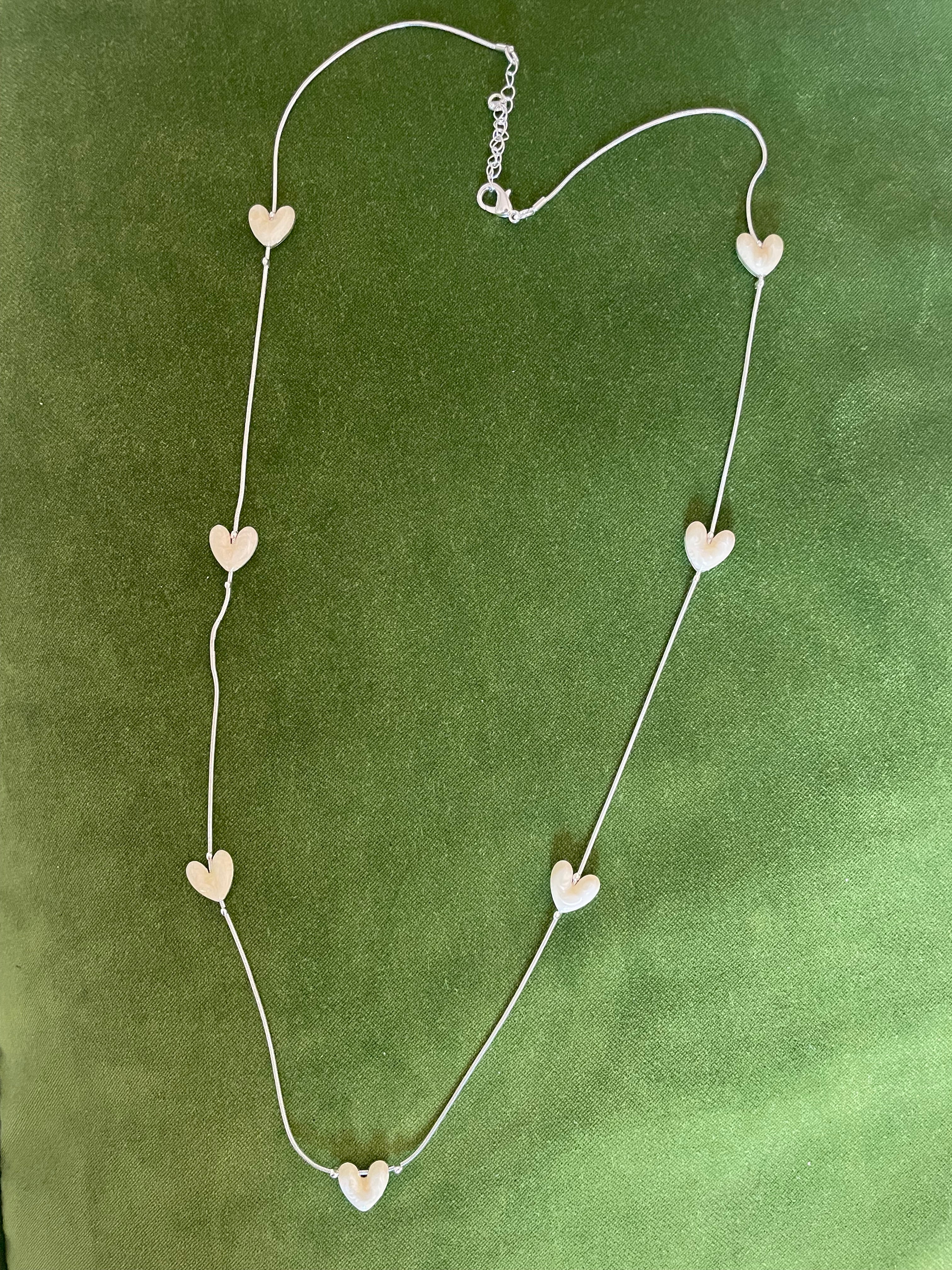 Jess &  Lou Heart Pearlescent Necklace | Simple Timeless Jewellery | Sky & Leaf