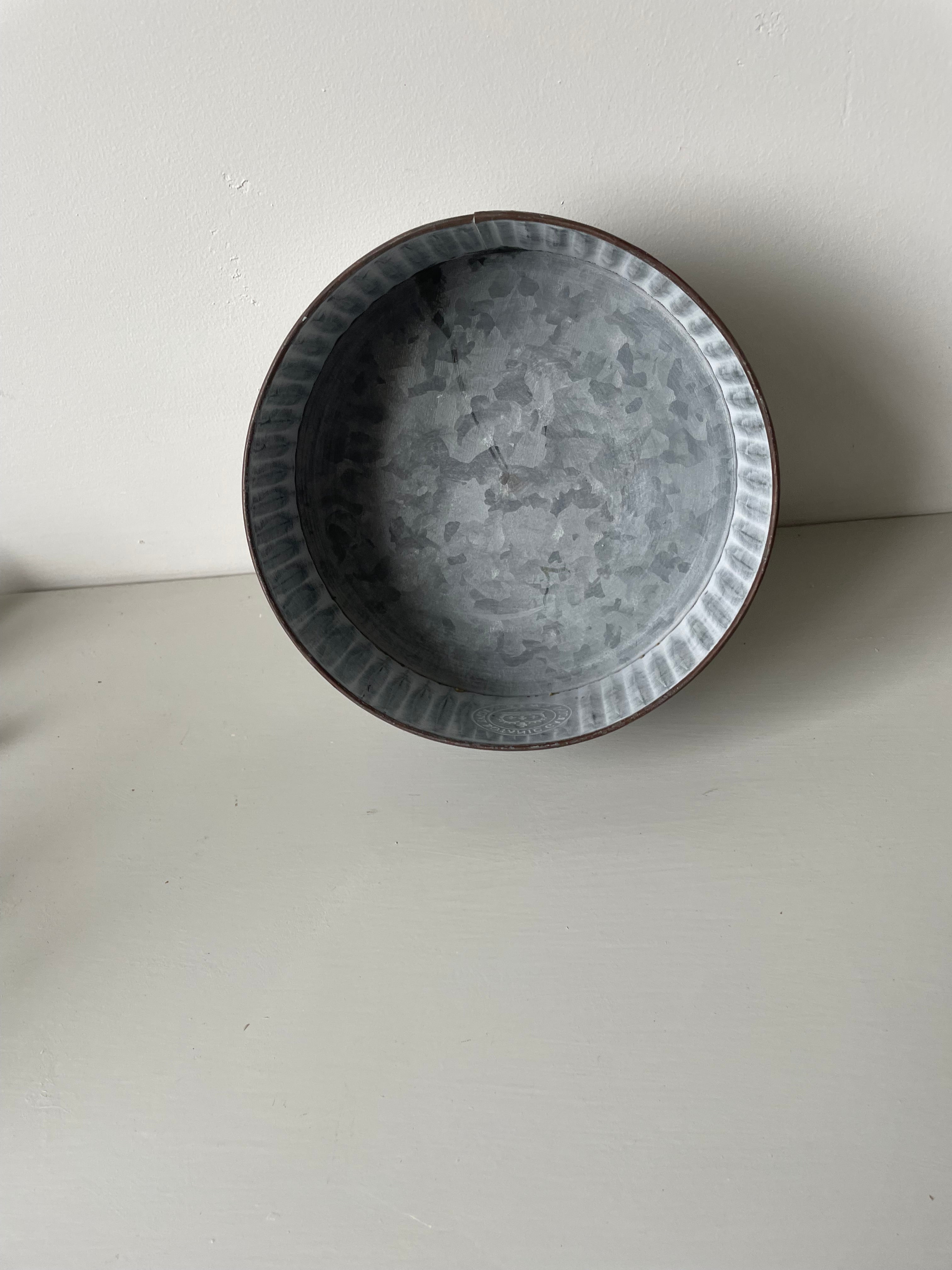 Kew Gardens Round Ribbed Zinc Cactus Planter