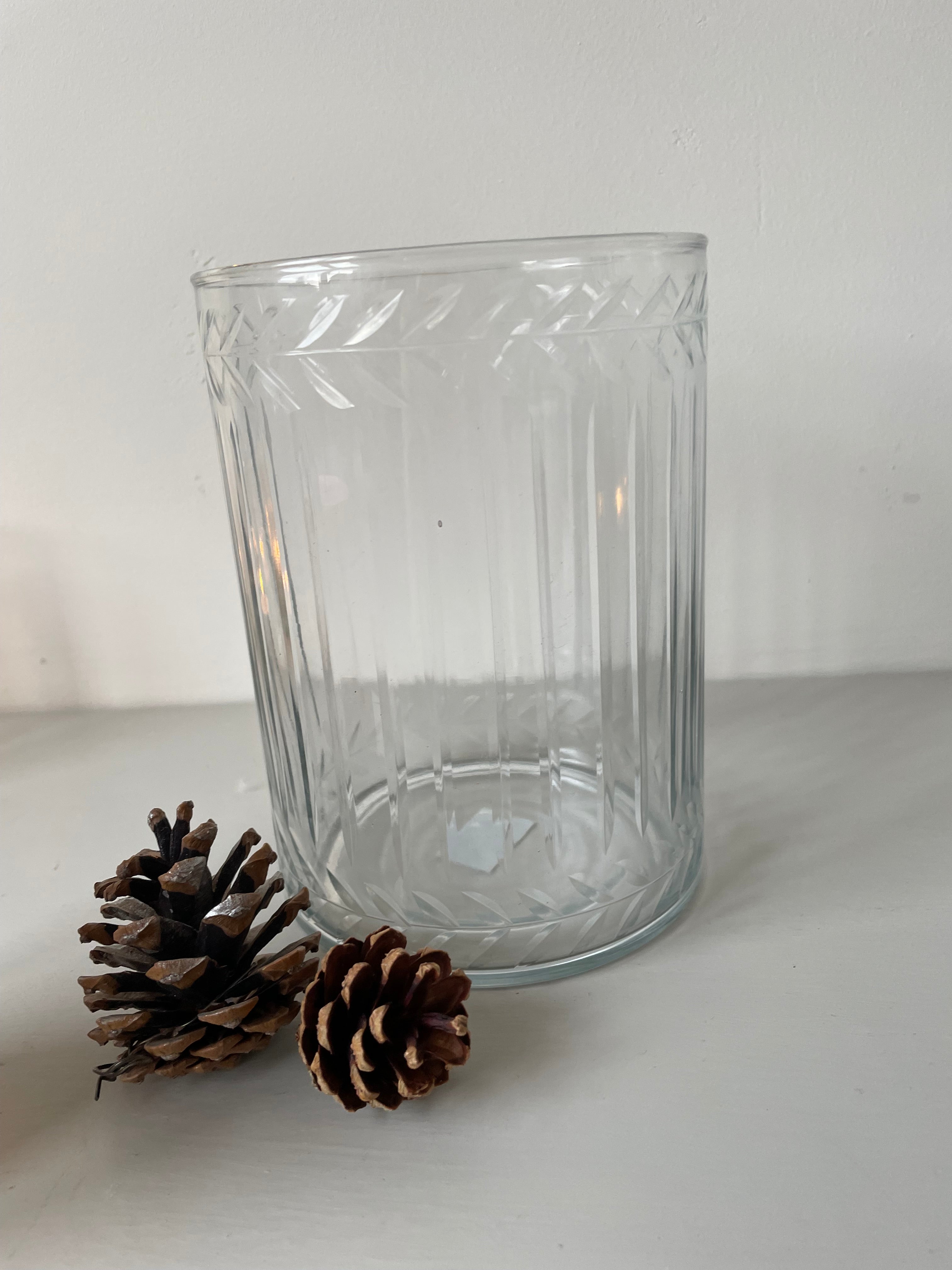 Medium Etched Glass Hurricane Lamp/Candle Holder