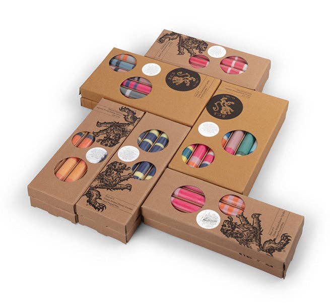 2 Striped 6 x Mixed Cools, Eco Dinner Candles, 6 per pack