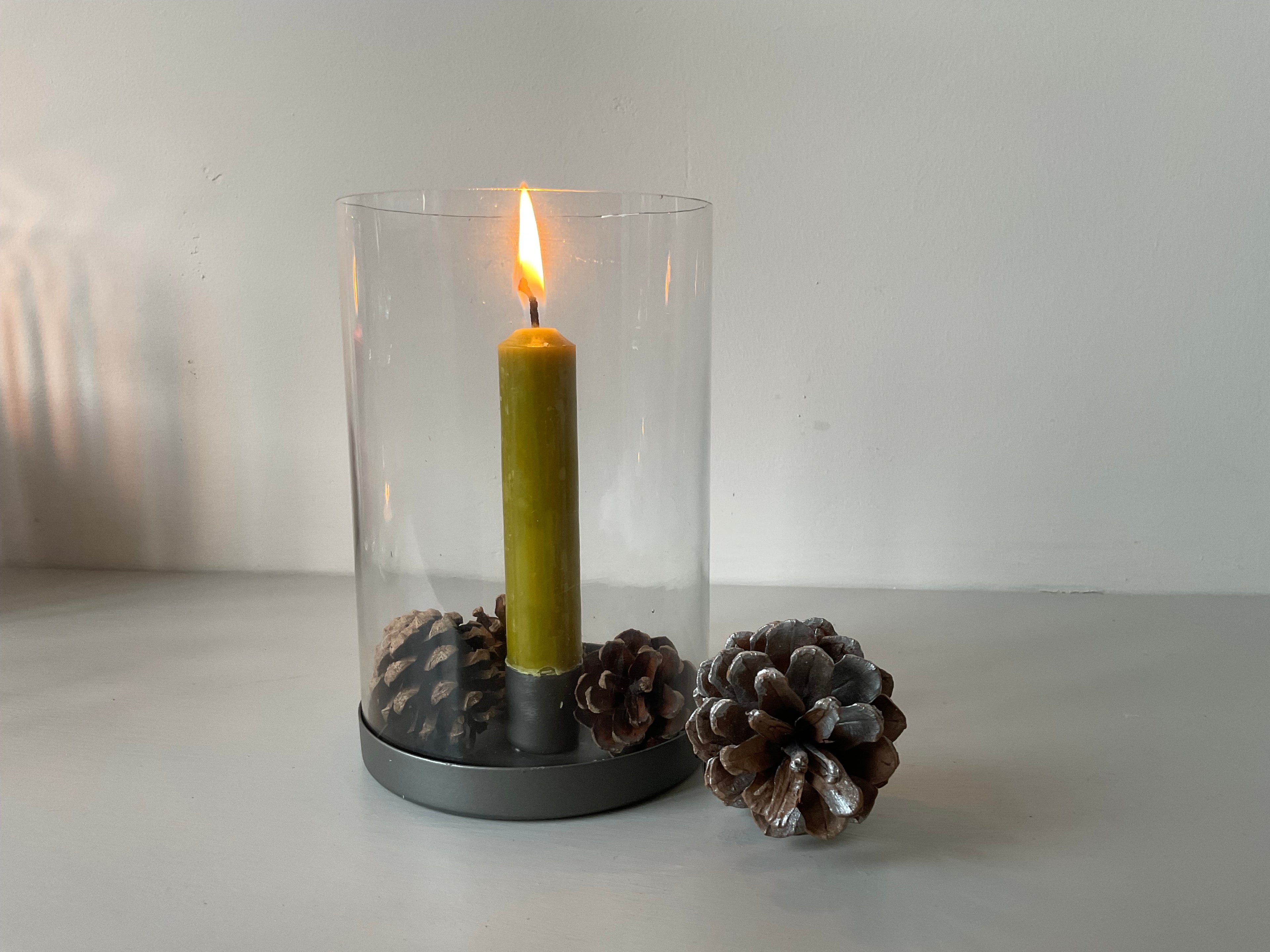 Small Glass Zinc Hurricane Lamp