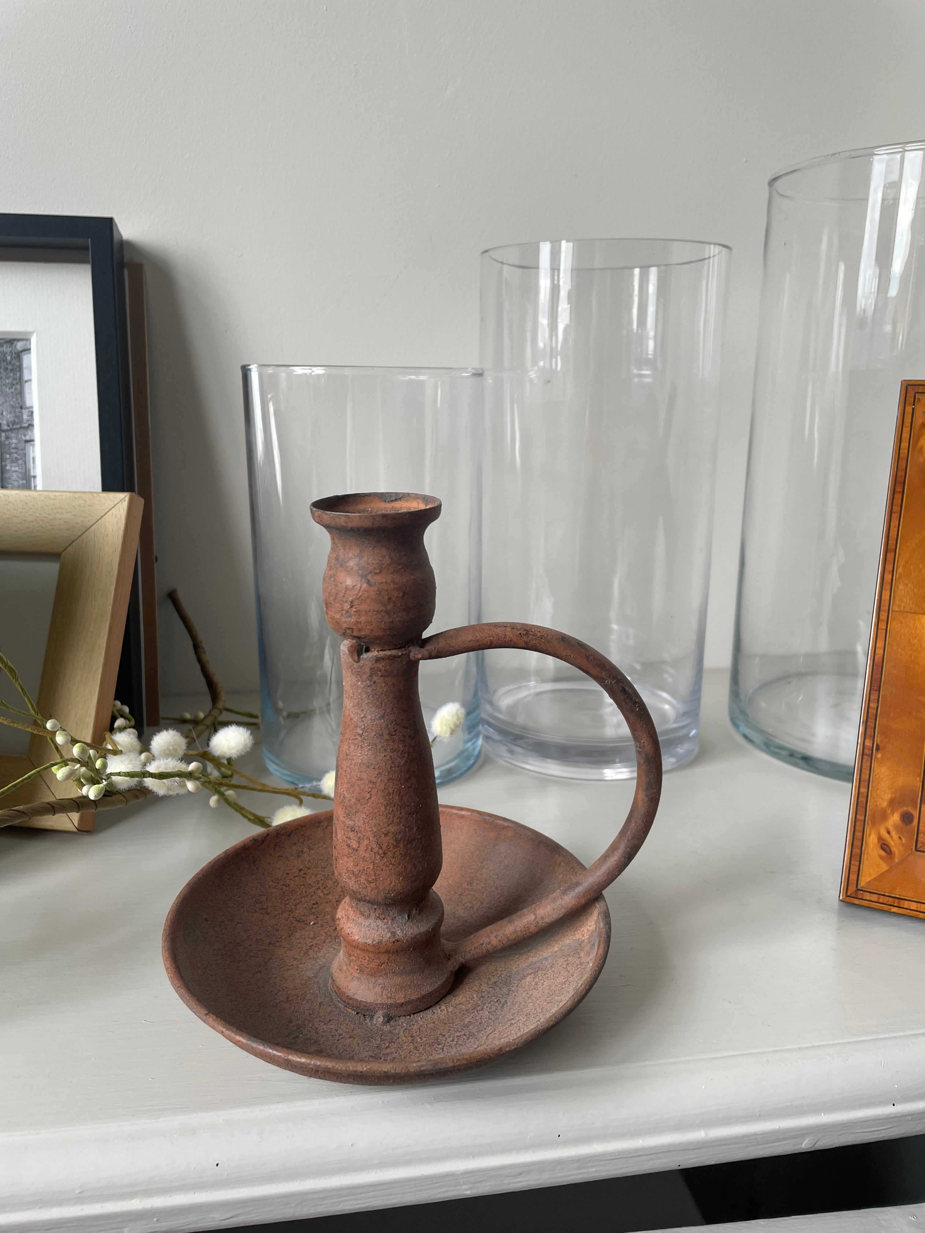 Basque Chamberstick | Large Rustic Candle Holder| Sky & Leaf