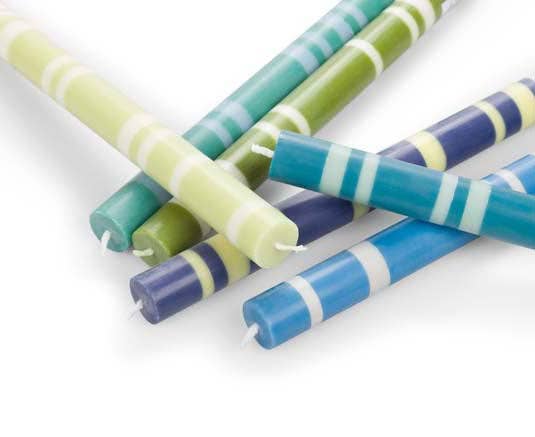 2 Striped 6 x Mixed Cools, Eco Dinner Candles, 6 per pack