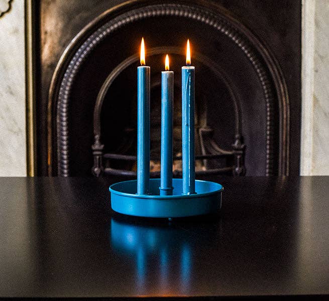 Metal Candle Platter Small- Petrol