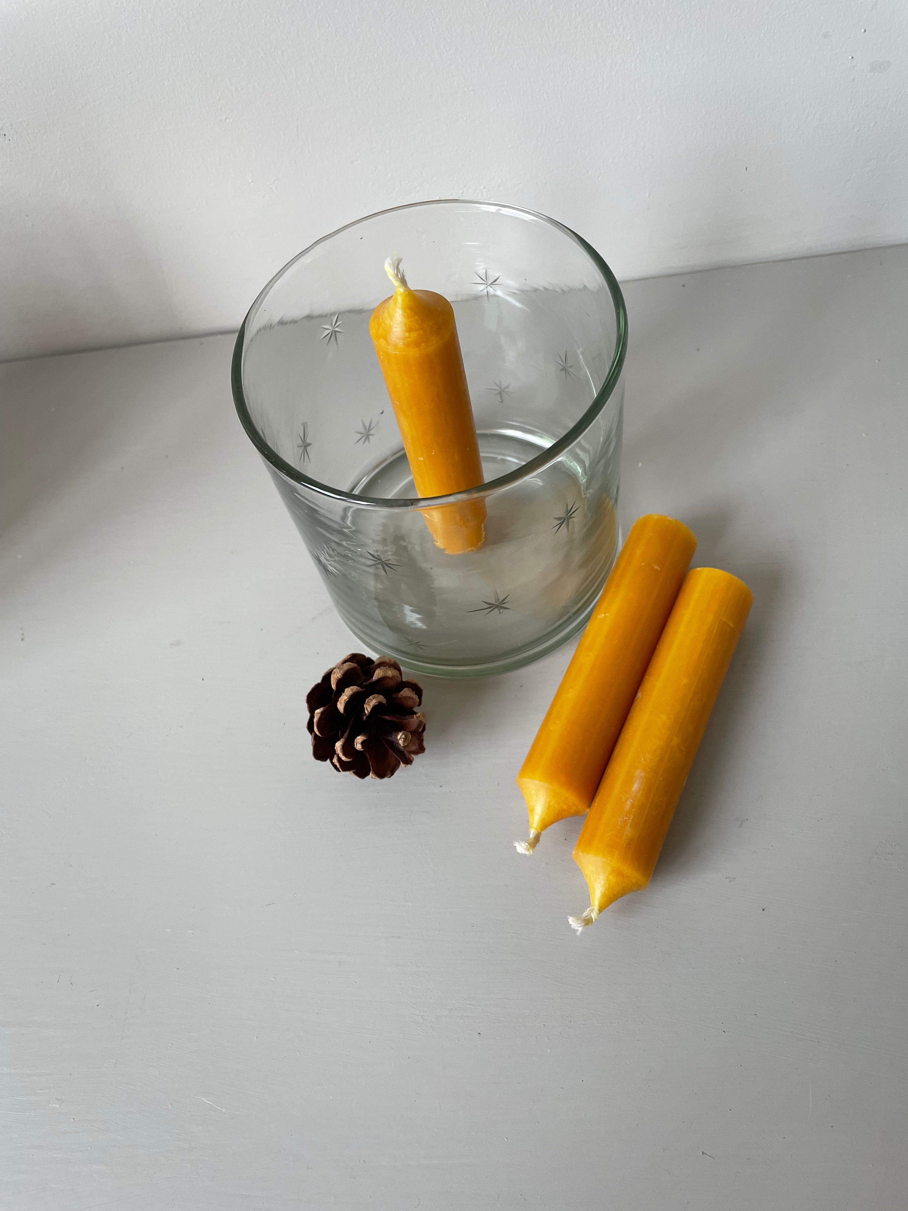 Small Etched Stars Glass Hurricane Lamp