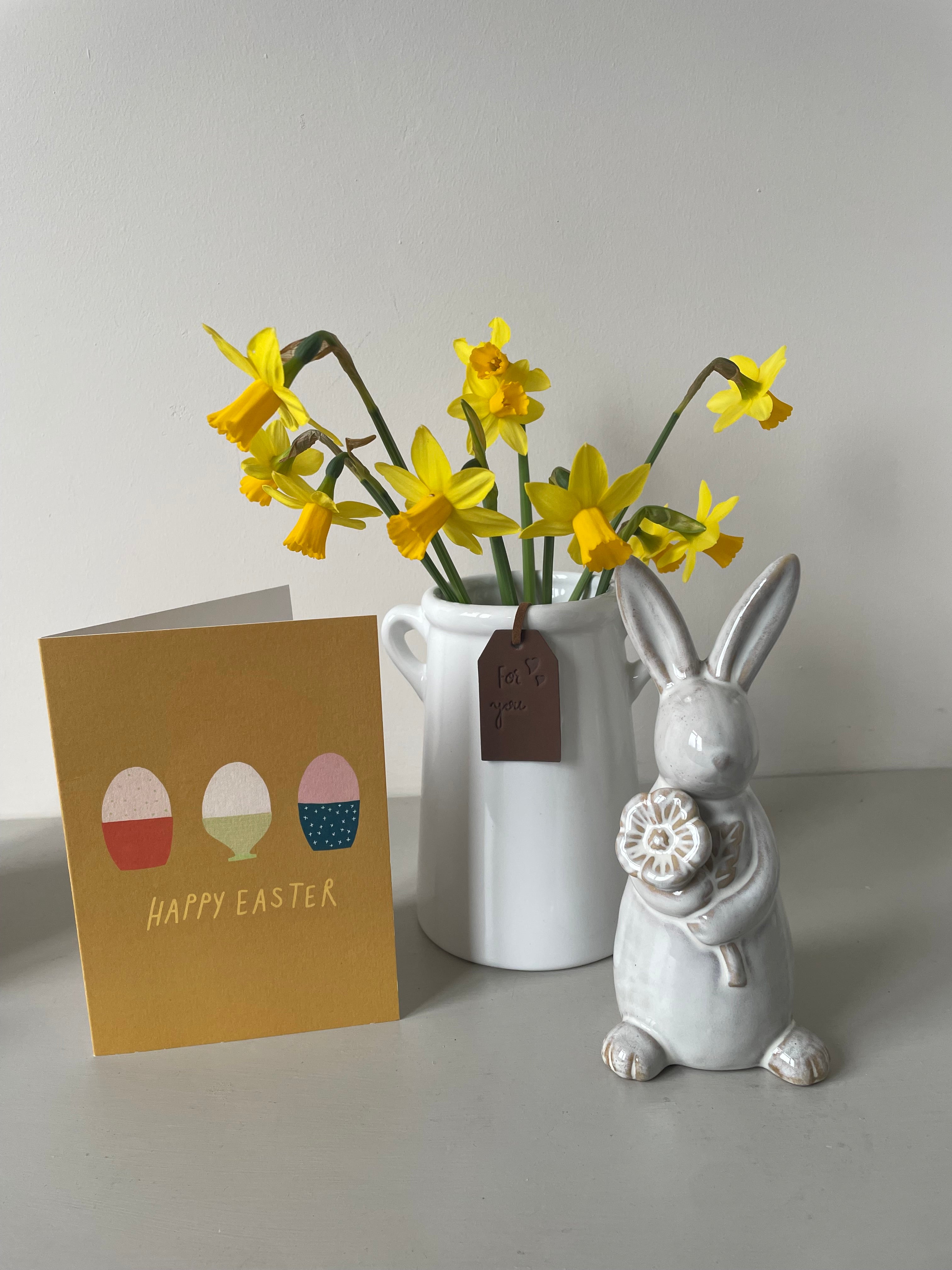 Glazed Rabbit With Flower Ornament 17cm high