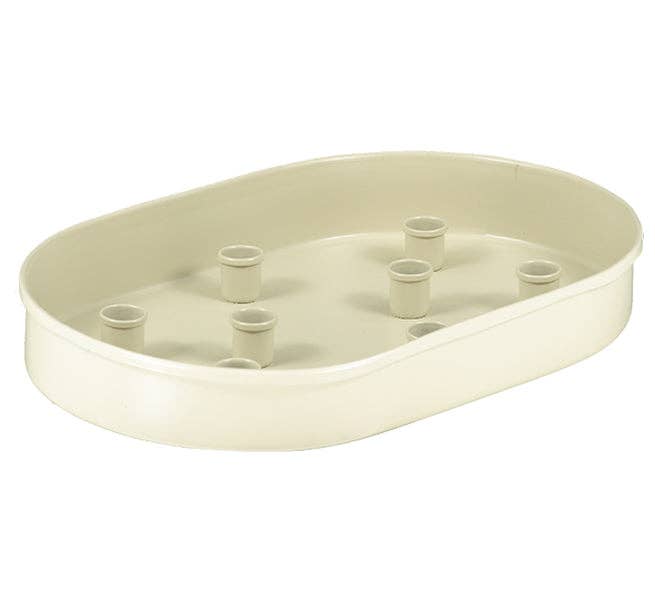 Metal Candle Platter Large Oval - Stone White