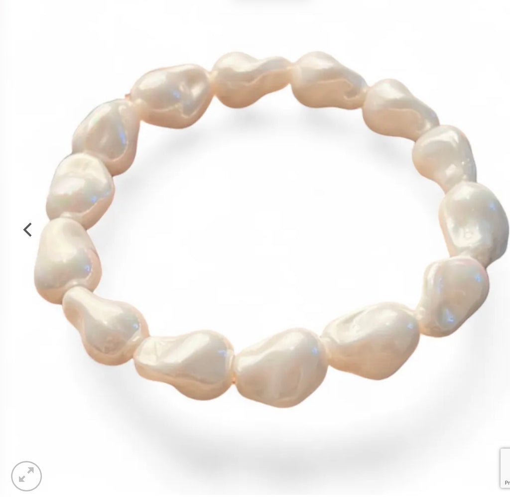 Jess &  Lou Classic Pearl Bead Stretch Bracelet | Simple Timeless Jewellery | Sky & Leaf