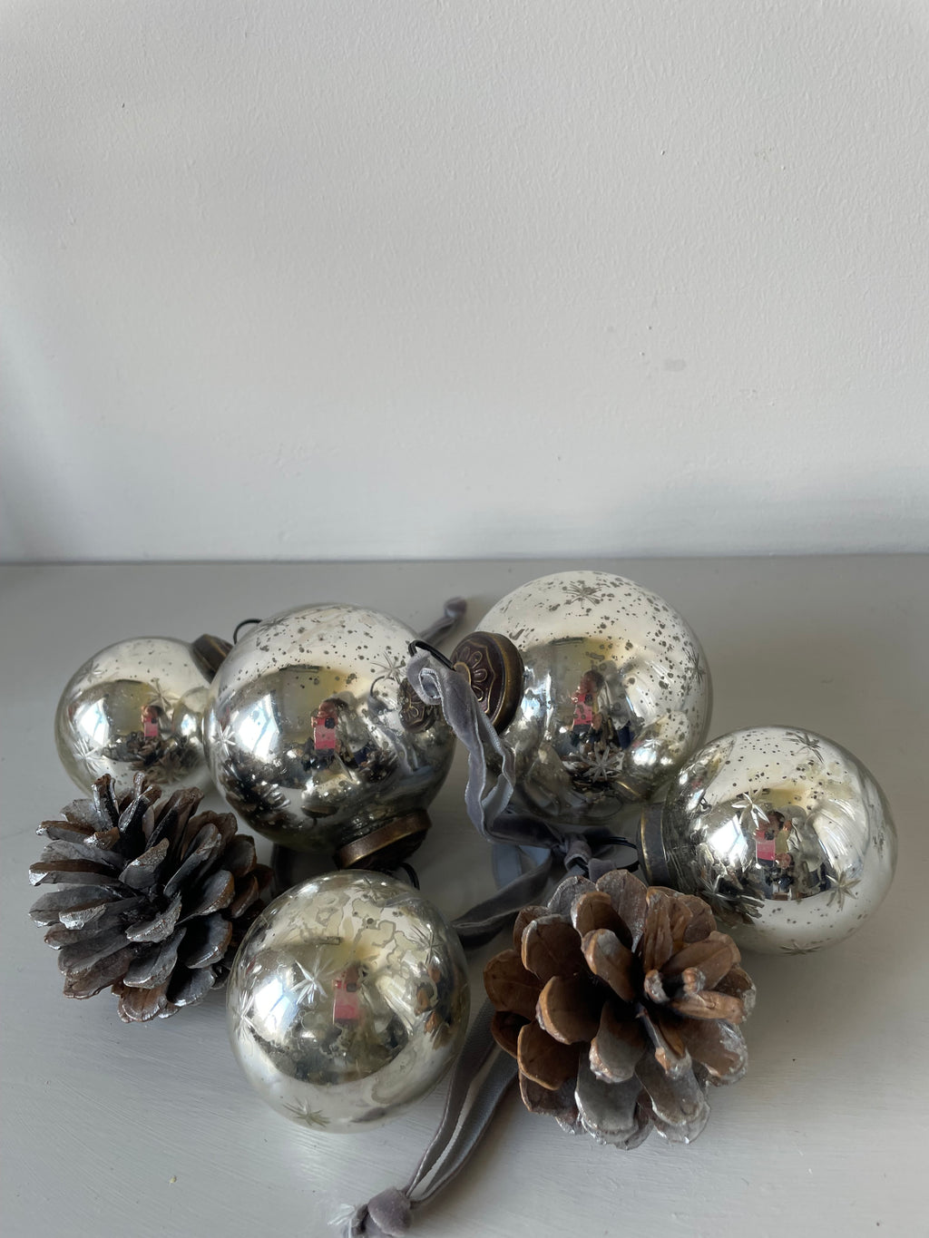 Vintage Glass Tree Ornaments Etched Stars