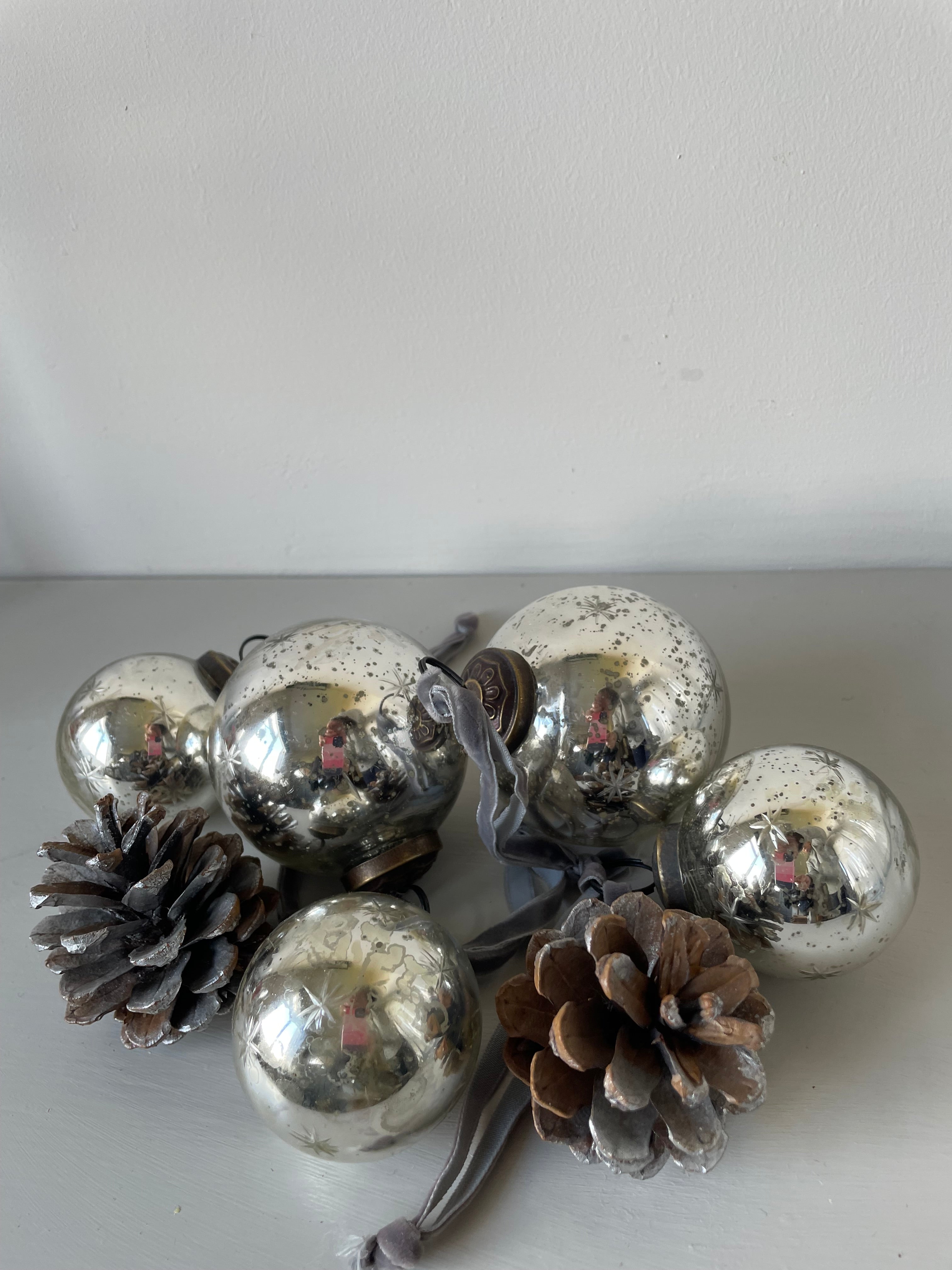 Vintage Glass Tree Ornaments Etched Stars