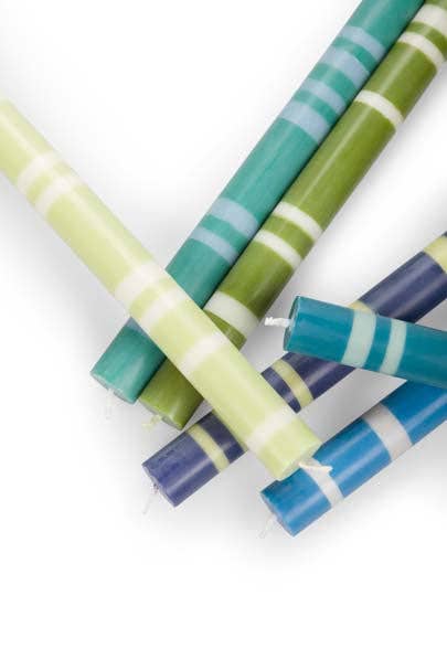 2 Striped 6 x Mixed Cools, Eco Dinner Candles, 6 per pack