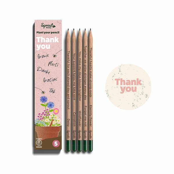 SproutWorld Plantable Pencils | Thank you · 5 pack