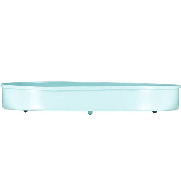 Metal Candle Platter Large Oval - Sky Blue