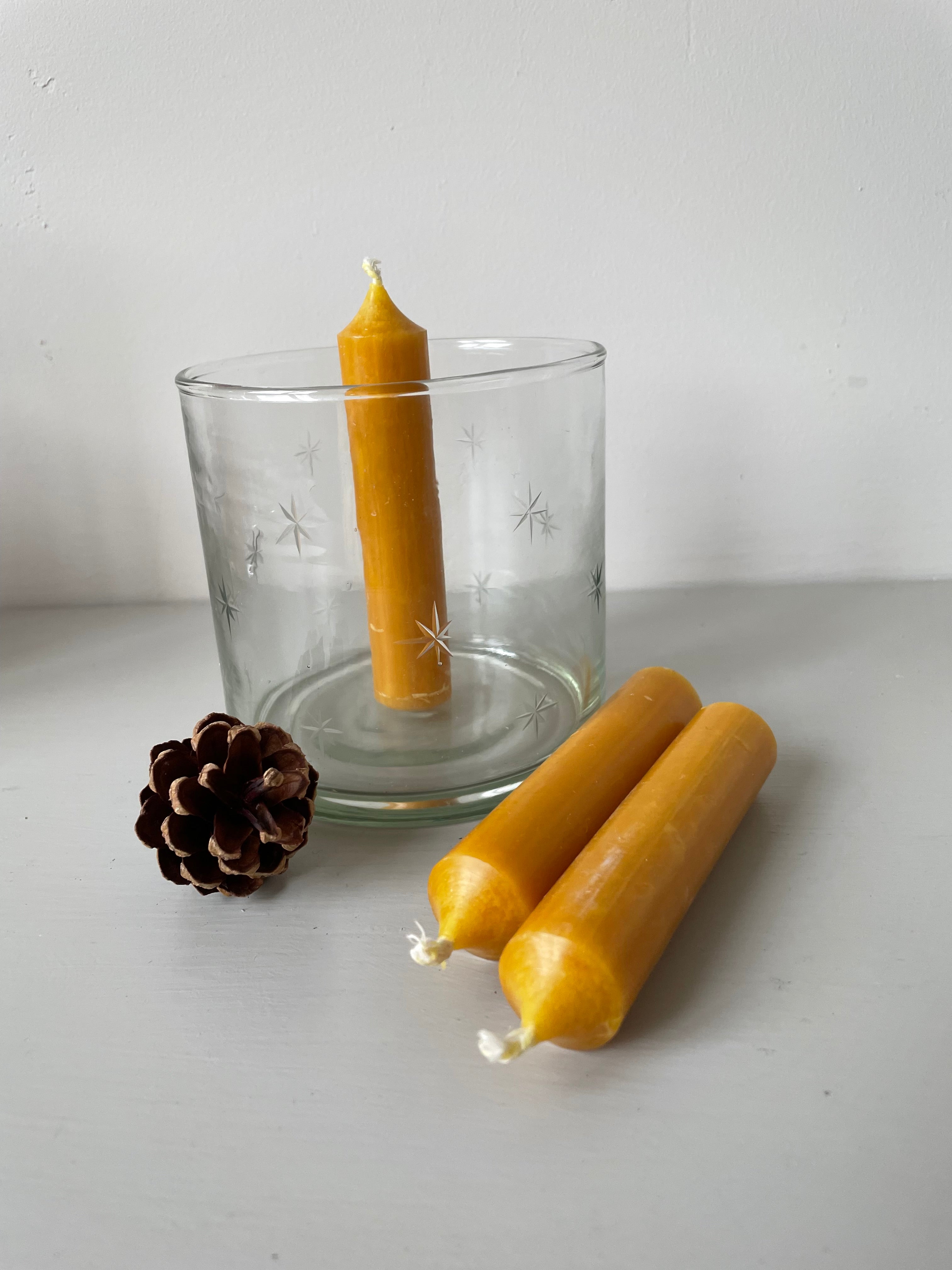 Small Etched Stars Glass Hurricane Lamp