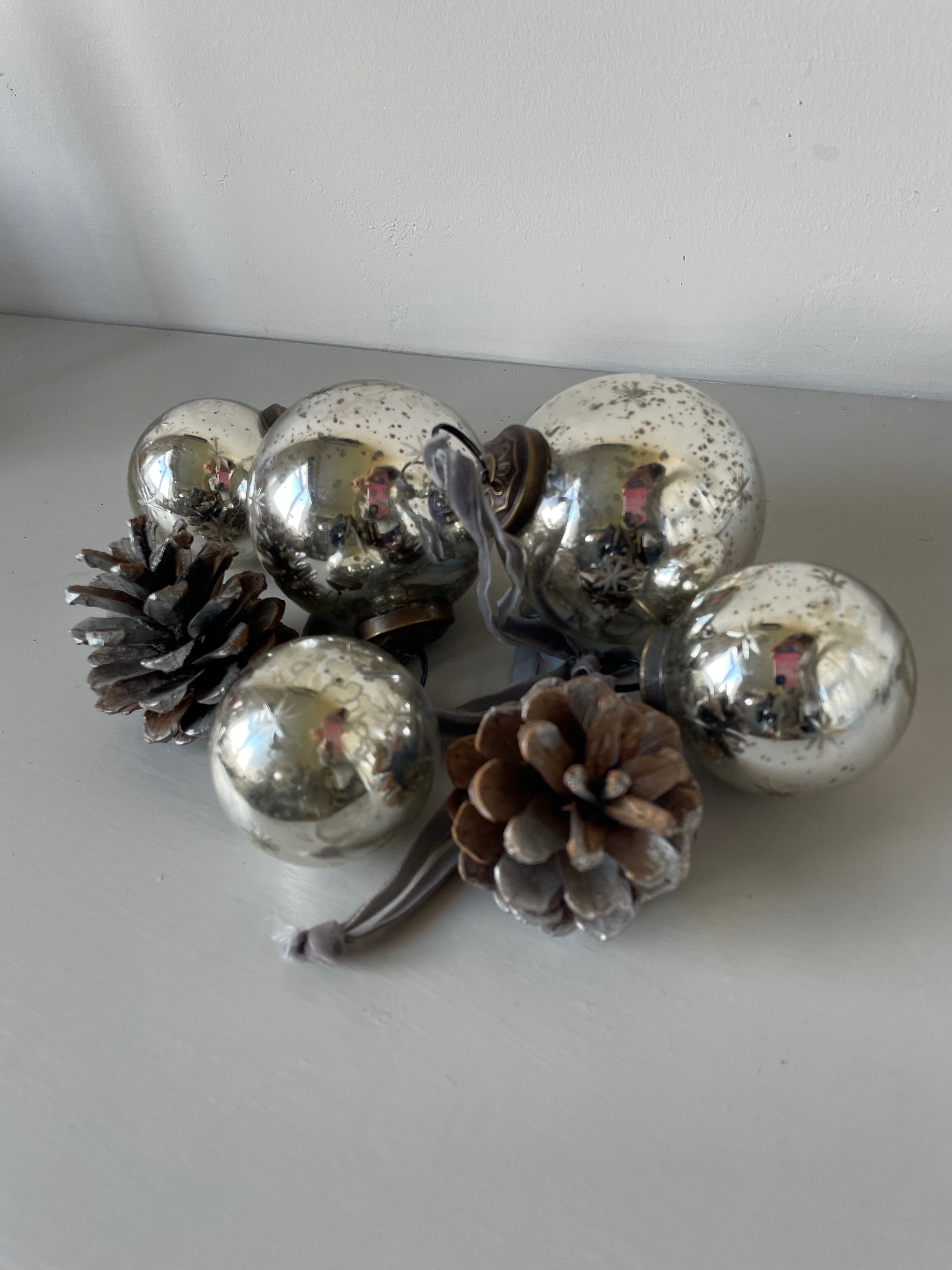 Vintage Glass Tree Ornaments Etched Stars
