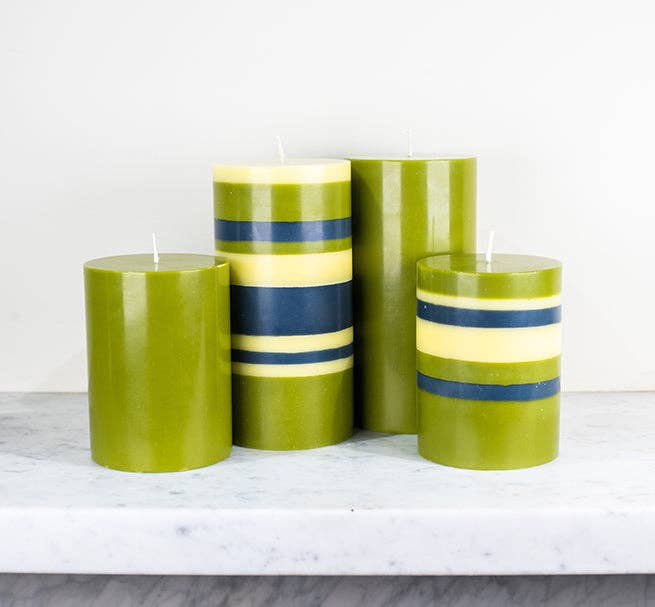 10 cm Tall SOLID Olive Green Pillar Candle