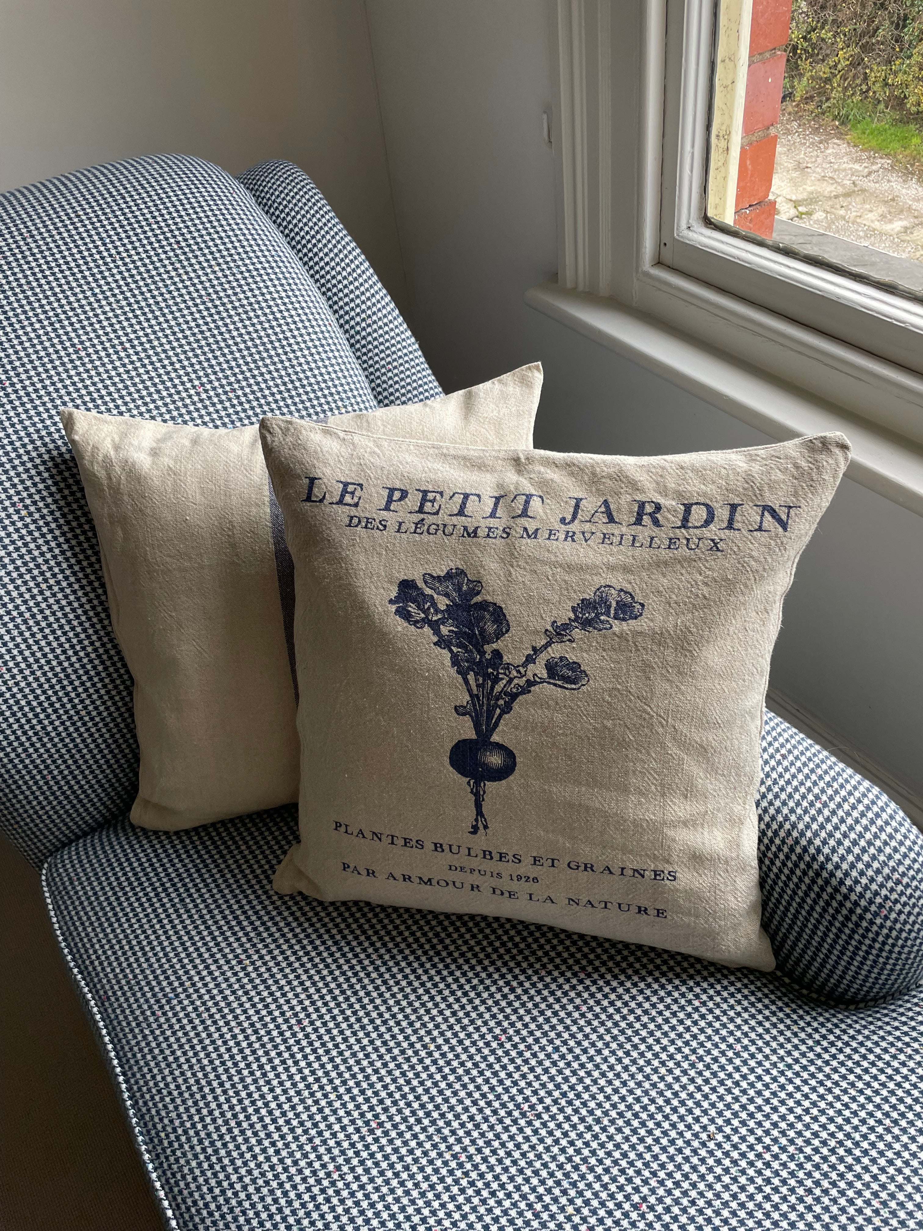 CUSHION VINTAGE LINEN/COT. LE PETIT JARDIN
