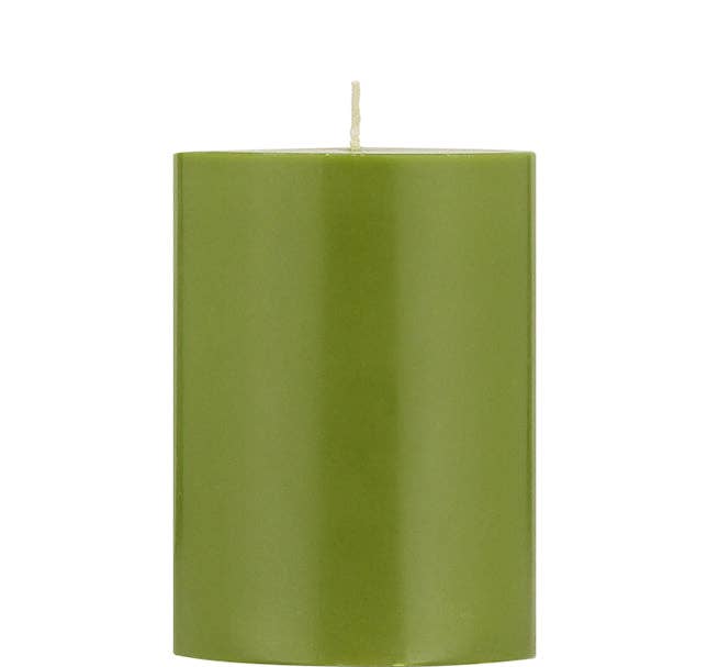 10 cm Tall SOLID Olive Green Pillar Candle