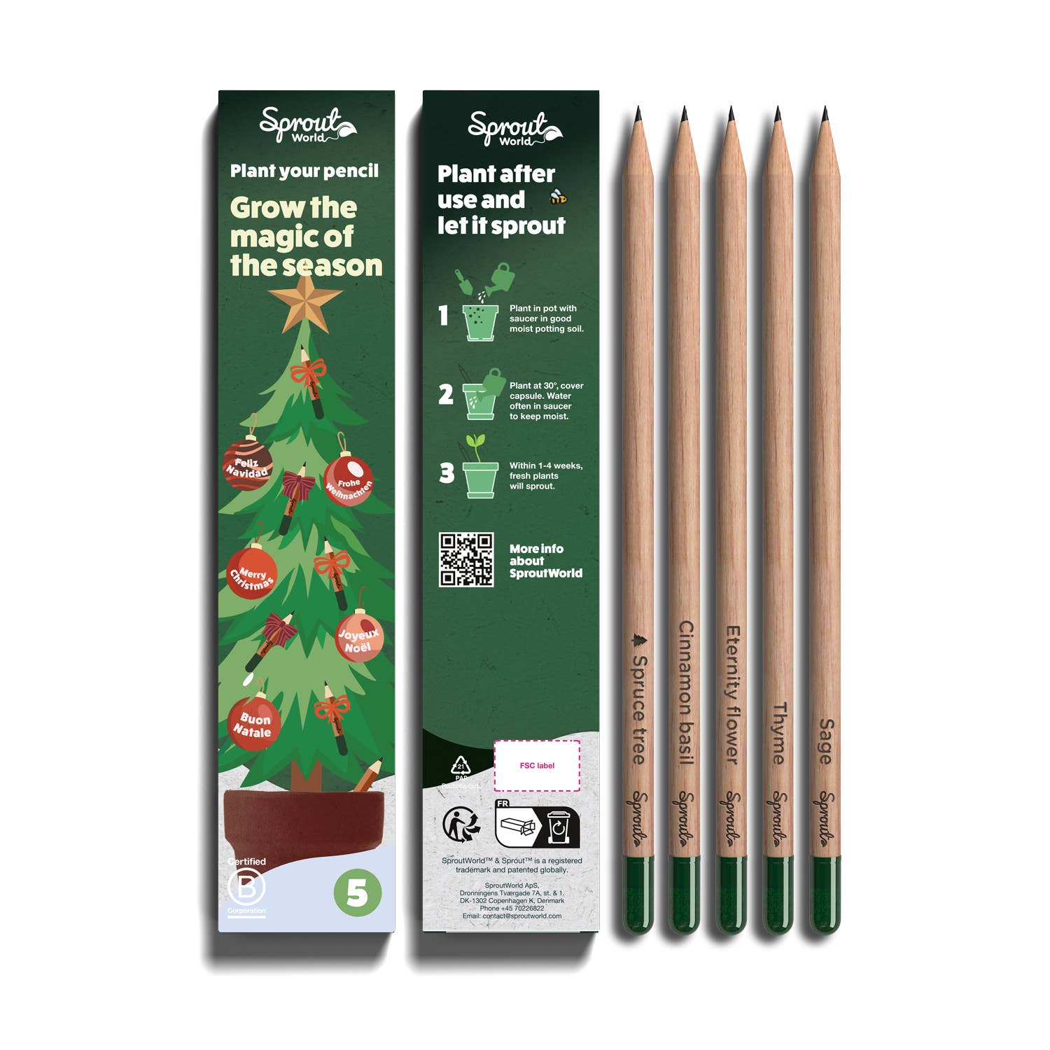 SproutWorld Plantable Pencils | X-mas · 5 pack