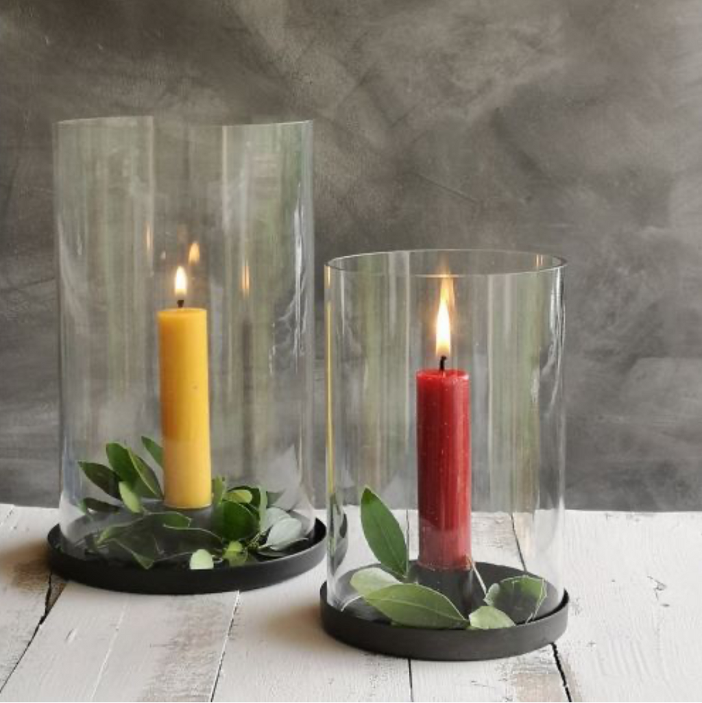 Small Glass Zinc Hurricane Lamp
