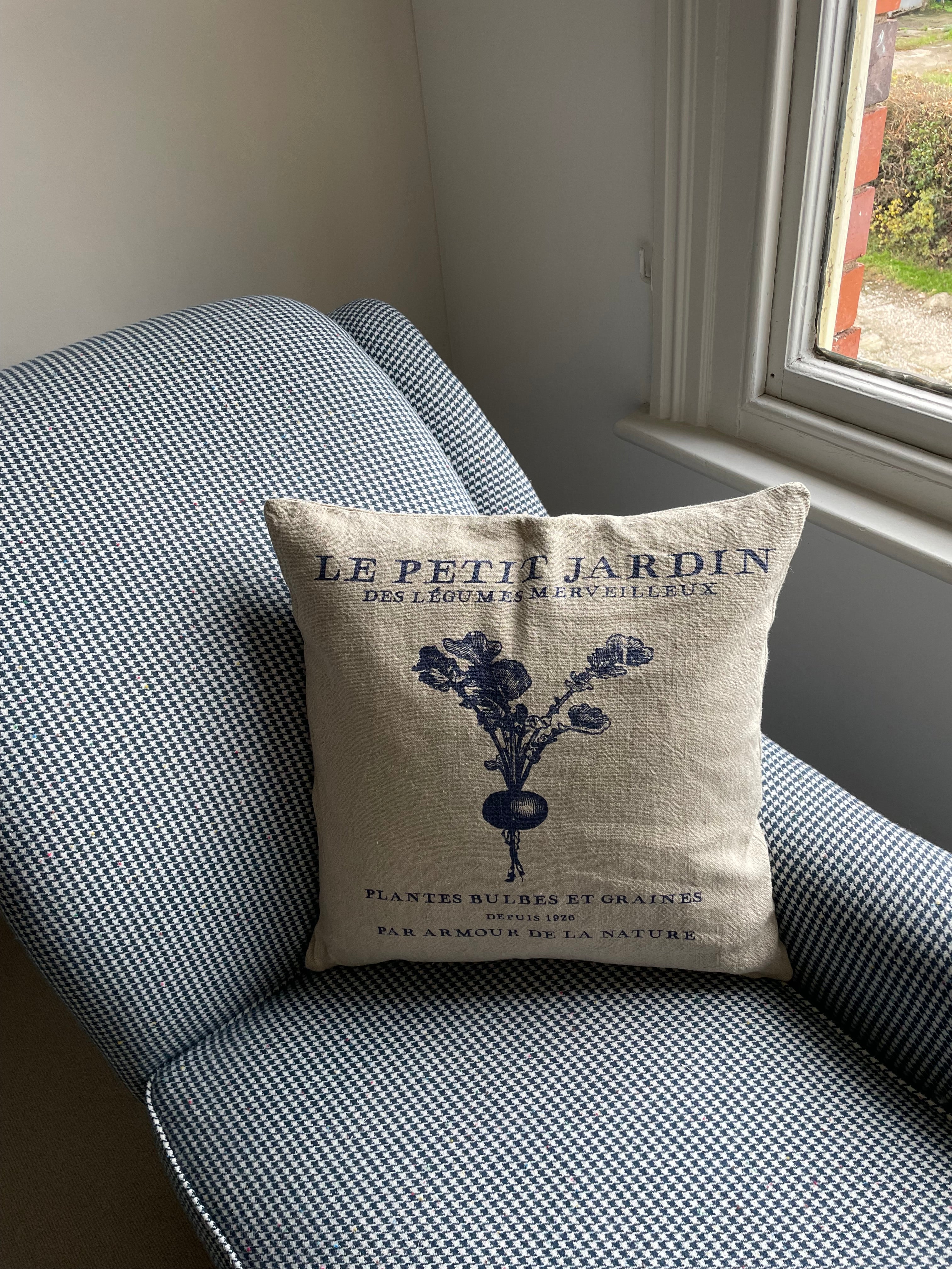 CUSHION VINTAGE LINEN/COT. LE PETIT JARDIN