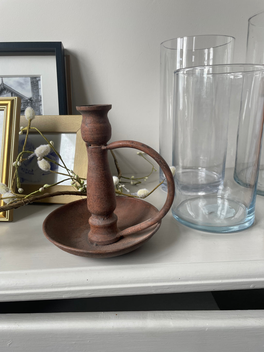 Basque Chamberstick | Large Rustic Candle Holder| Sky & Leaf