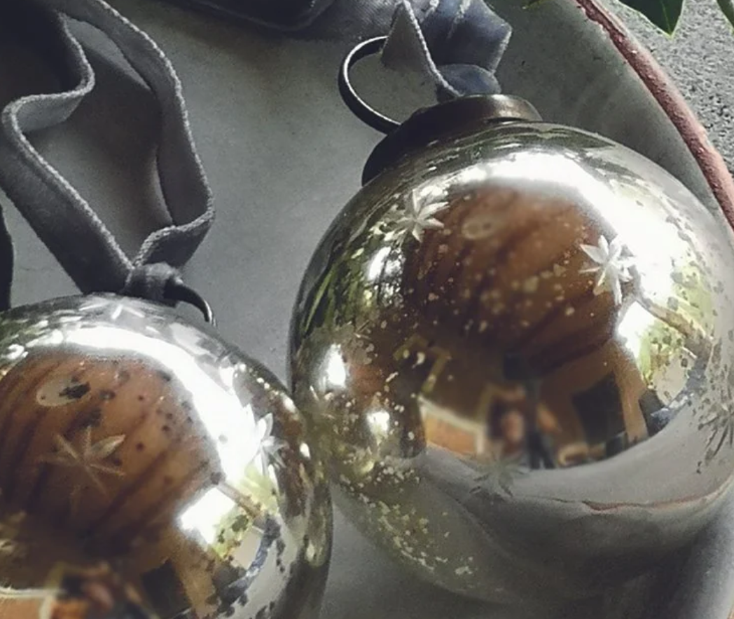 Vintage Glass Tree Ornaments Etched Stars