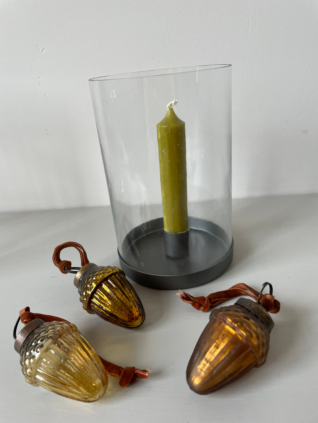 Small Glass Zinc Hurricane Lamp