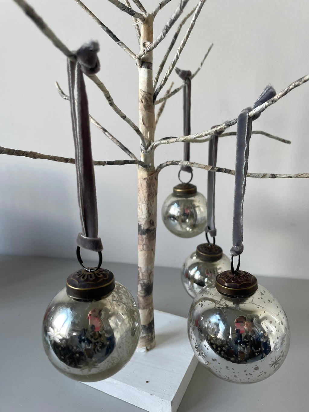 Vintage Glass Tree Ornaments Etched Stars