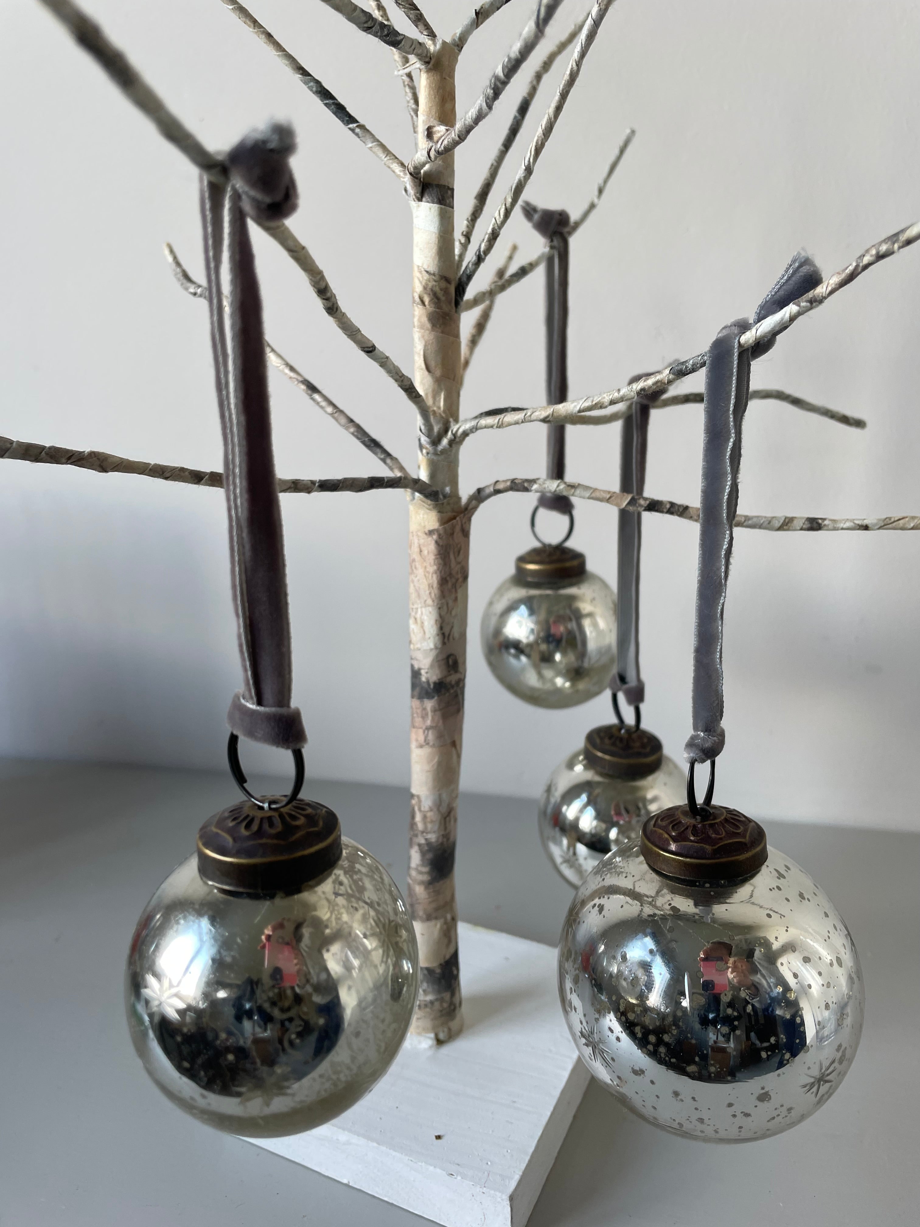 Vintage Glass Tree Ornaments Etched Stars