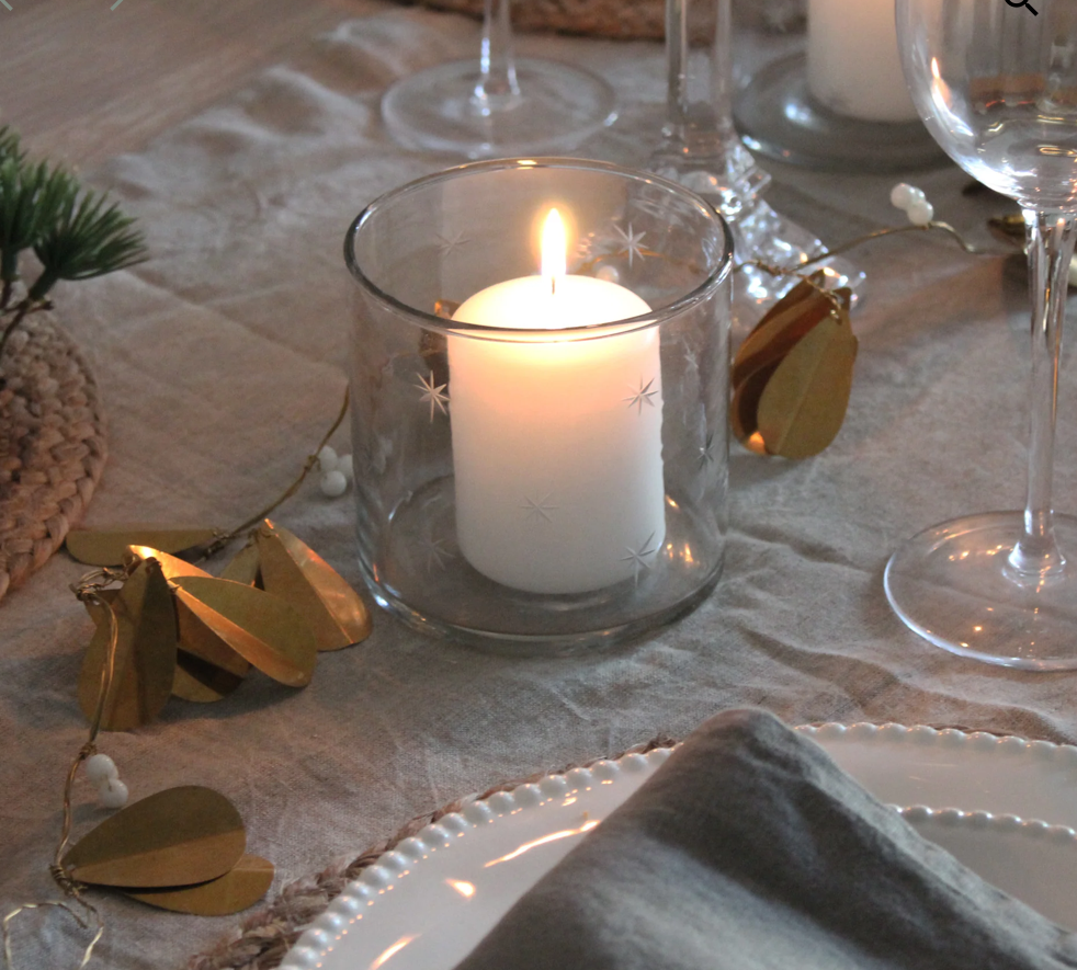 Small Etched Stars Glass Hurricane Lamp