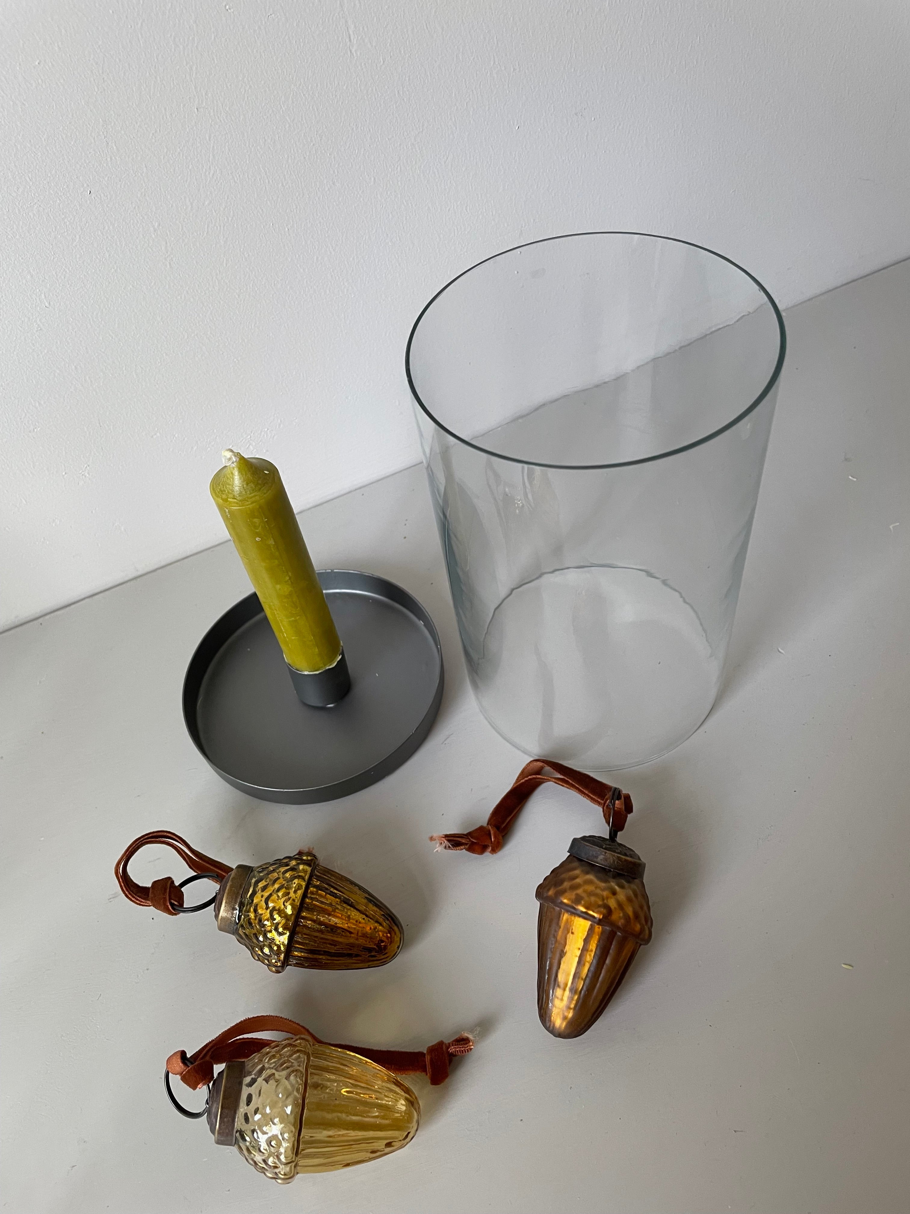 Glass Acorn Tree Decorations Mix of 3