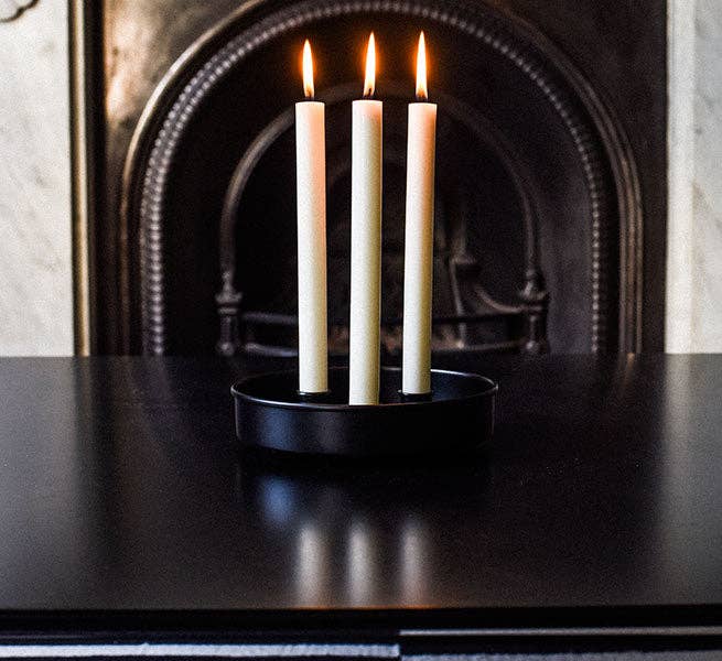 Metal Candle Platter Small - Jet Black