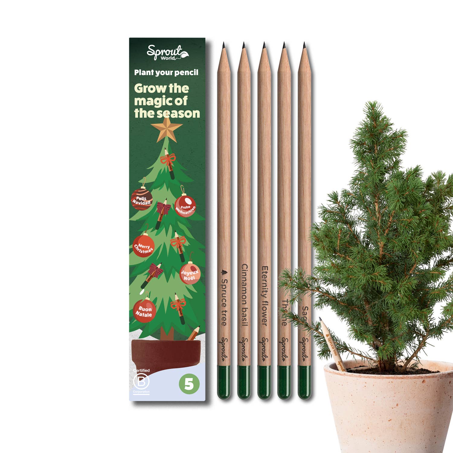SproutWorld Plantable Pencils | X-mas · 5 pack