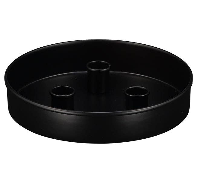 Metal Candle Platter Small - Jet Black