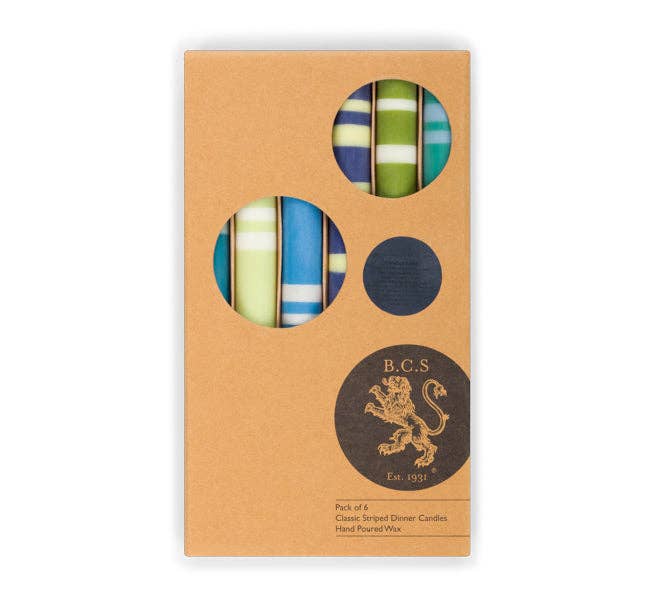 2 Striped 6 x Mixed Cools, Eco Dinner Candles, 6 per pack
