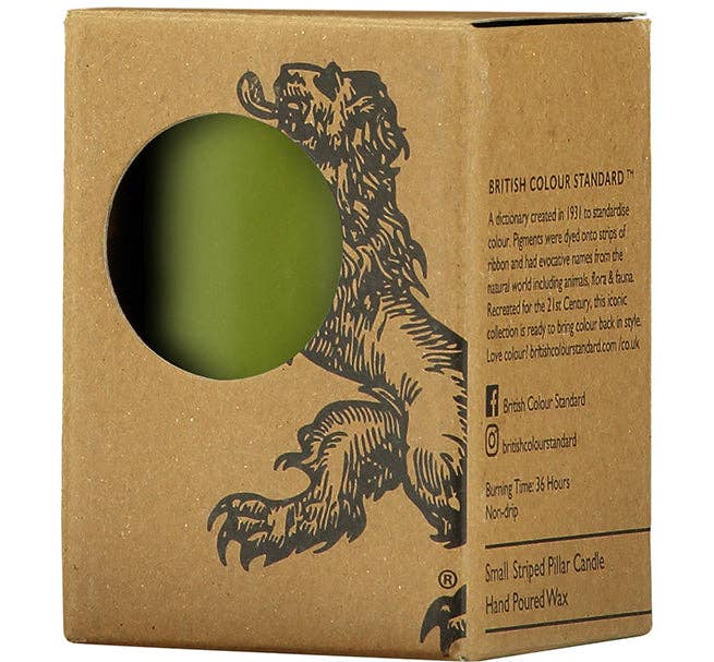 10 cm Tall SOLID Olive Green Pillar Candle