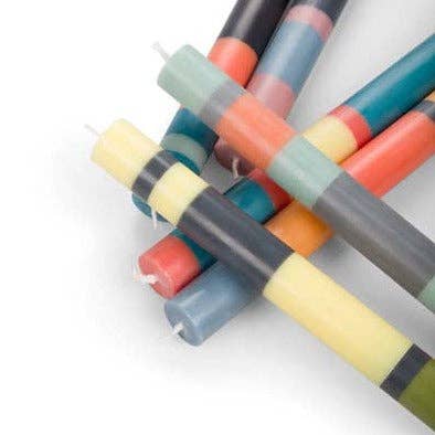 Striped Orange Flame, Venetian & Neyron Eco Dinner Candles, 4 per pack