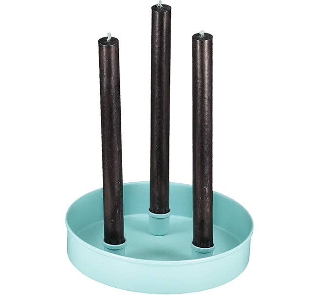 Metal Candle Platter Small - Sky Blue