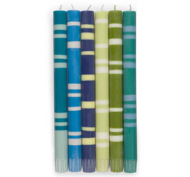 2 Striped 6 x Mixed Cools, Eco Dinner Candles, 6 per pack