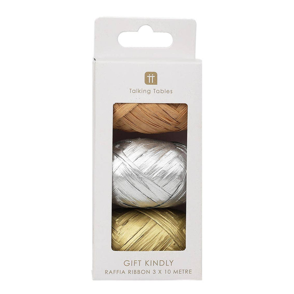 Metallic Raffia Ribbon | 3 Pack | Christmas Gifting |