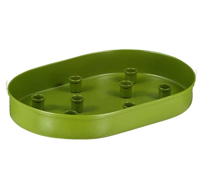 Metal Candle Platter Large Oval - Olive