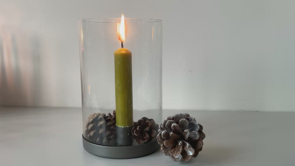 Small Glass Zinc Hurricane Lamp